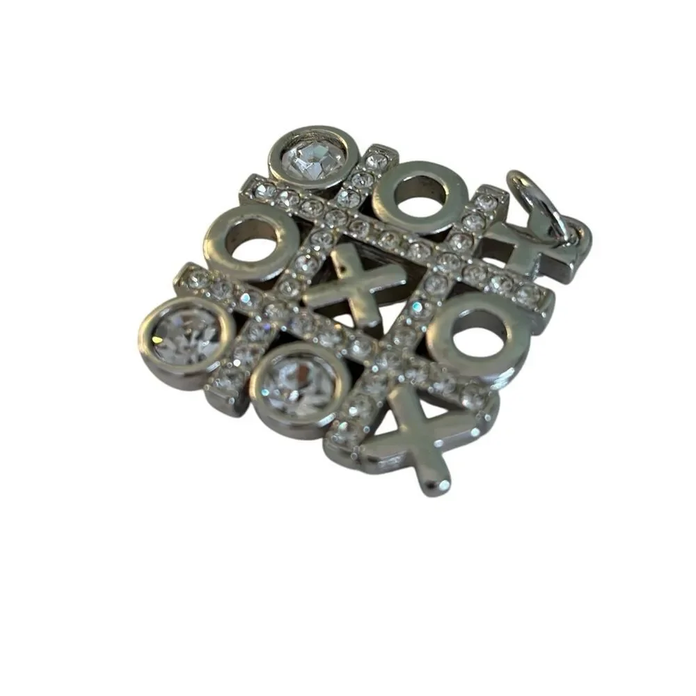 Swarovski Vintage Silver & Rhinestone Tic-Tac-Toe XOXO Pendant.